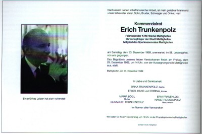 Todesanzeige Erich Trunkenpolz